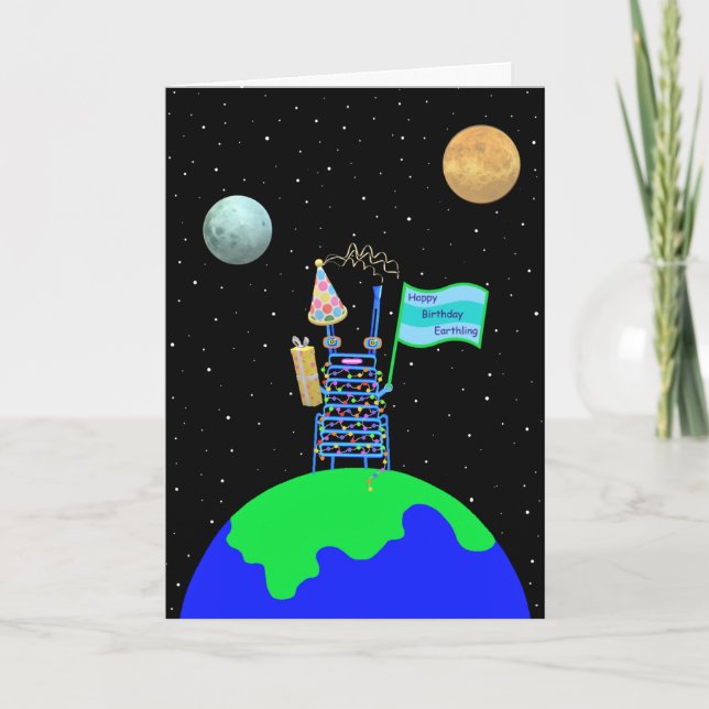 Alien Birthday card 1 with verse by Jo Images (Front)