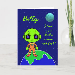 Alien Birthday Card with name by Jo Images