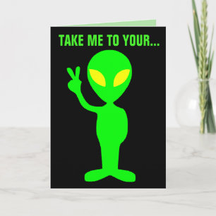 ALIEN BIRTHDAY FUNNY CAKE CARDS