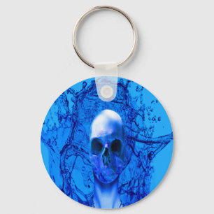 Alien blue skull key ring