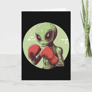 Alien Boxer Ready To Fight In Gloves  Card