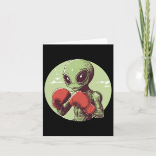Alien Boxer Ready To Fight In Gloves Card