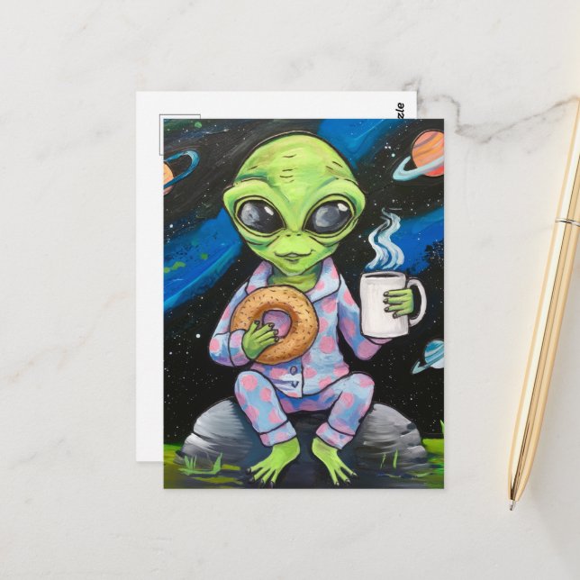 Alien Breakfast Postcard (Front/Back In Situ)