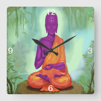 Alien Buddha Meditation wall clock