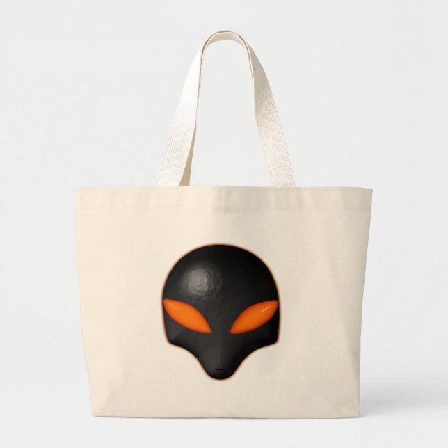 Alien Bug Face Orange Eyes Large Tote Bag (Front)