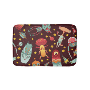 Alien Cartoon: Vintage Space Fun Bath Mat