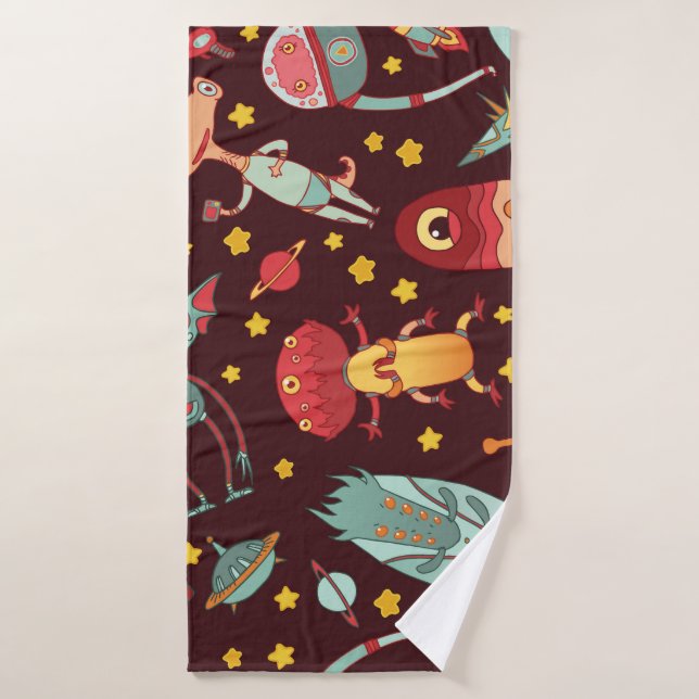Alien Cartoon: Vintage Space Fun Bath Towel (Bath Towel)