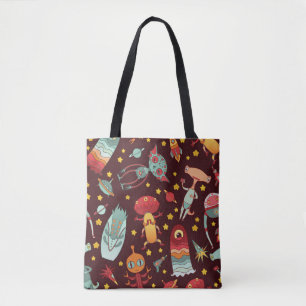 Alien Cartoon: Vintage Space Fun Tote Bag
