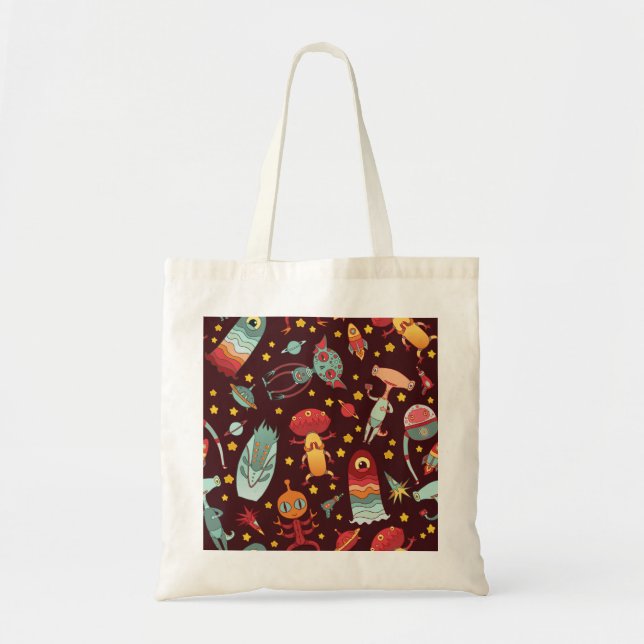 Alien Cartoon: Vintage Space Fun Tote Bag (Front)