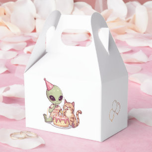 Alien Cat Birthday Party Cartoon Favour Box