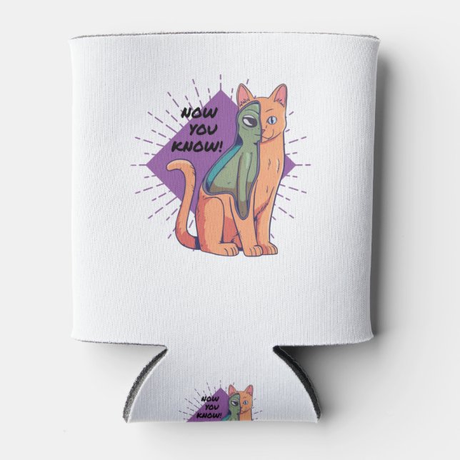 Alien Cat Design Classic T-Shirt Can Cooler (Front)
