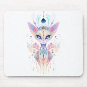 Alien cat face mouse mat