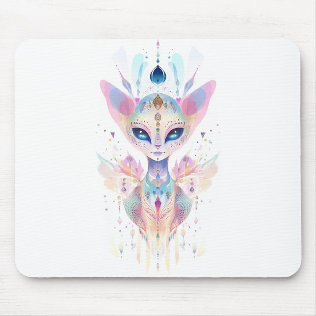 Alien cat face mouse mat (Front)