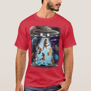 Alien Cat Flying Saucer Outer Space Planets Scienc T-Shirt