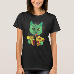 Alien Cat Funny Eat Pizza Taco Space Cats Kitty Lo T-Shirt