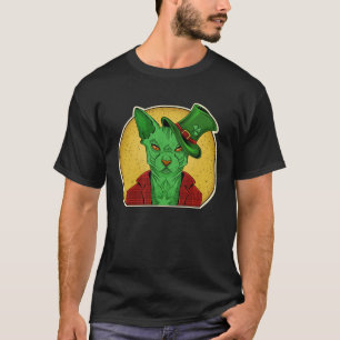Alien Cat Green Sphynx Leprechaun Cool Hairless Sp T-Shirt