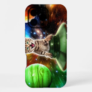 Alien cat in the ufo saucer iPhone 16 pro max case