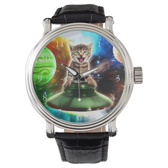 Alien cat in the ufo saucer                        watch (Front)
