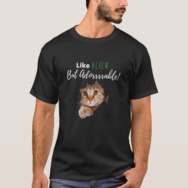Alien Cat Kitten Adorable Kitty Cat Person Joke T-Shirt (Front)