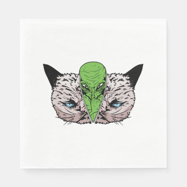 Alien Cat Kitten Extraterrestrials Conspiracy Napkin (Front)