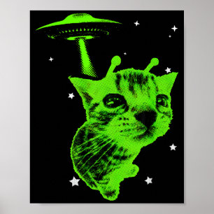 Alien cat meme ufo vintage graphic tee y2k funny poster