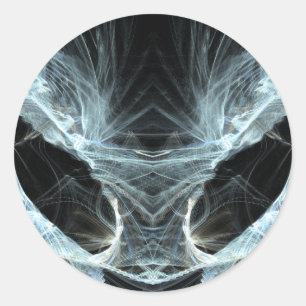 Alien Cat. Mystical Fantasy Art Fractal. Classic Round Sticker