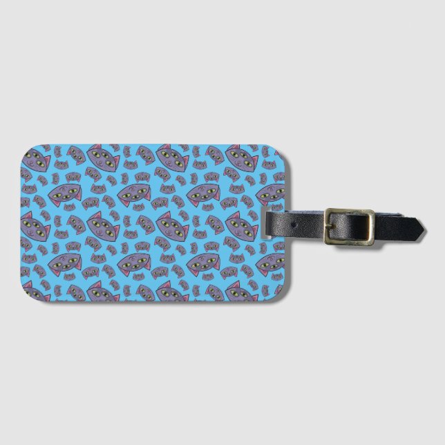 Alien Cat Pattern Luggage Tag (Front Horizontal)