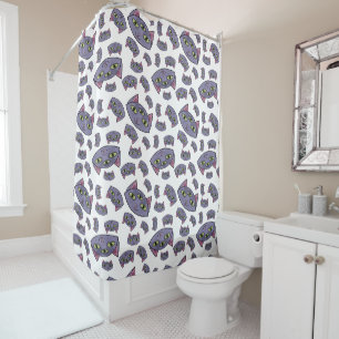 Alien Cat Pattern Shower Curtain