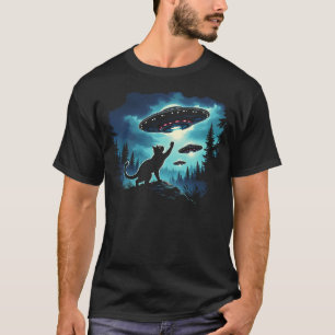 Alien Cat Playing With Ufo T-Shirt