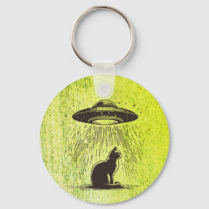Alien Cat UFO Key Ring