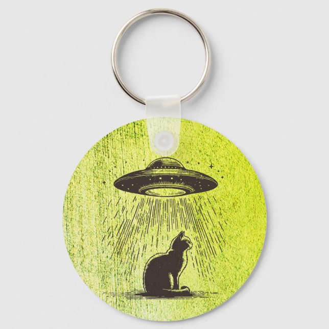 Alien Cat UFO Key Ring (Front)