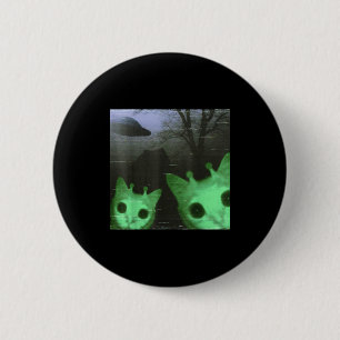 Alien Cats Ufo Funny Creepy Cat Meme For Men Women 6 Cm Round Badge