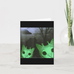 Alien Cats Ufo Funny Creepy Cat Meme For Men Women Card