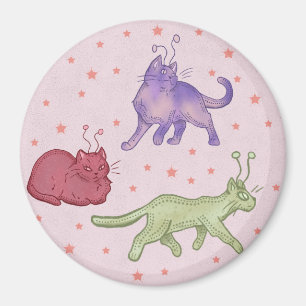 Alien Cats Whimsical Space Cat Funny Sci-Fi Magnet