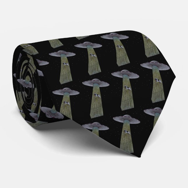 Alien Cattle Abduction Tie (Rolled)