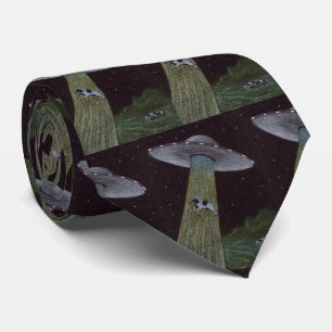 Alien Cattle Abduction Tie