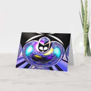 Alien celestial cat art holiday card