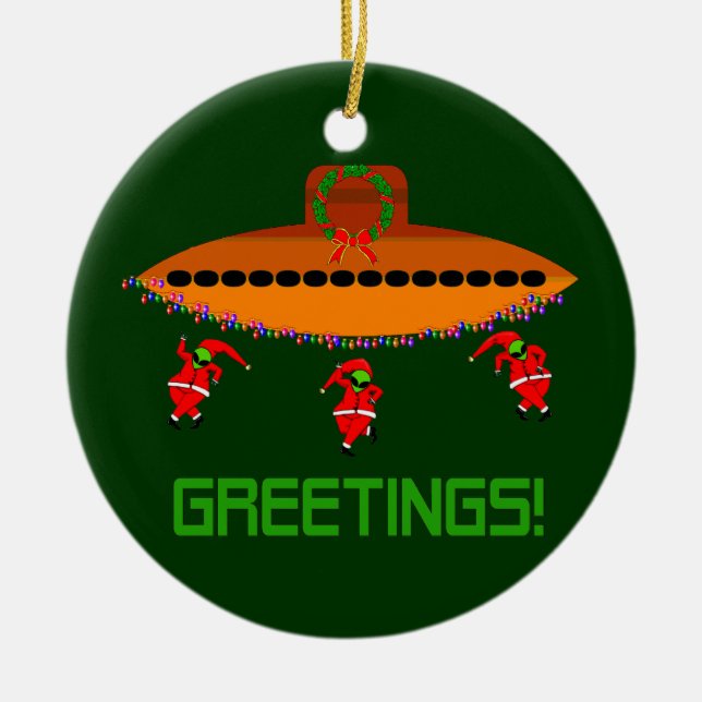 Alien Christmas Ceramic Tree Decoration (Front)
