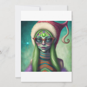  Alien Christmas  Hippie Elf Gift. T-Shirt Holiday Card