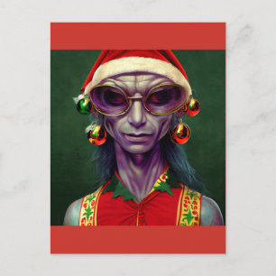  Alien Christmas  Hippie Elf Gift. T-Shirt Postcard