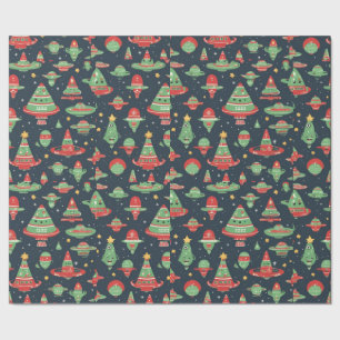 Alien Christmas holiday wrapping paper