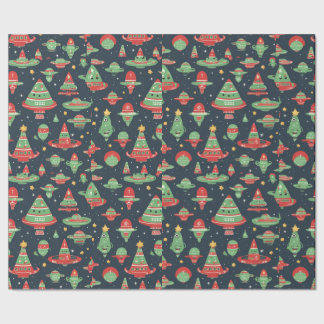 Alien Christmas holiday wrapping paper