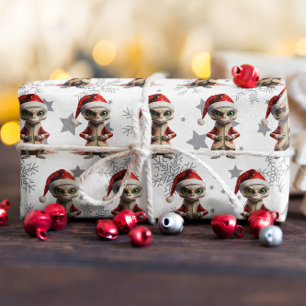Alien Christmas Pattern Wrapping Paper