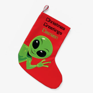 Alien Christmas Personalised Extraterrestrial  Small Christmas Stocking