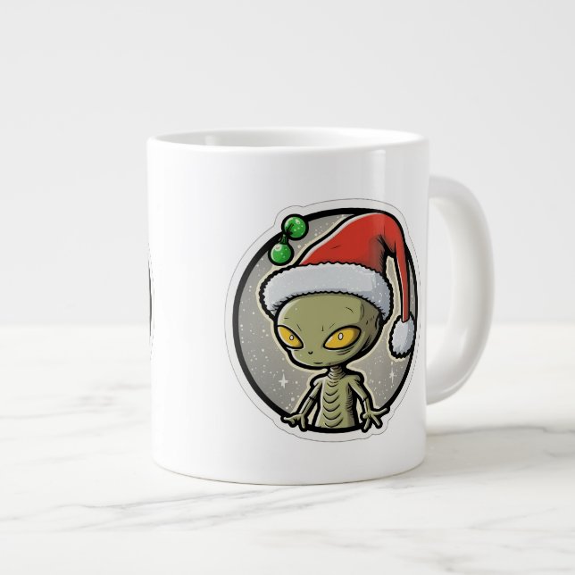 Alien Christmas Sticker Art Jumbo Mug  (Front Right)