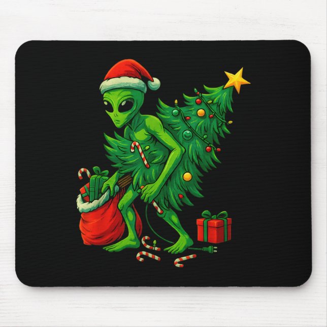Alien Christmas Tree Lights Xmas Boys Men  Mouse Mat (Front)