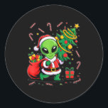 Alien Christmas Tree Lights Xmas Funny Alien  Classic Round Sticker<br><div class="desc">Alien Christmas Tree Lights Xmas Funny Alien</div>