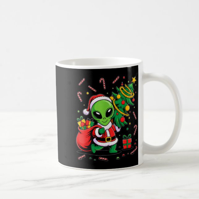 Alien Christmas Tree Xmas Lights Funny Holiday Men Coffee Mug (Right)