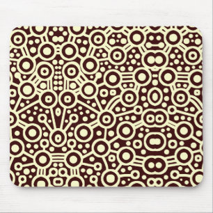 Alien Circuit II - Cream on Dark Brown Mouse Mat