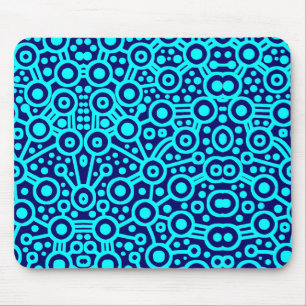 Alien Circuit II - Cyan on Dark Blue Mouse Mat